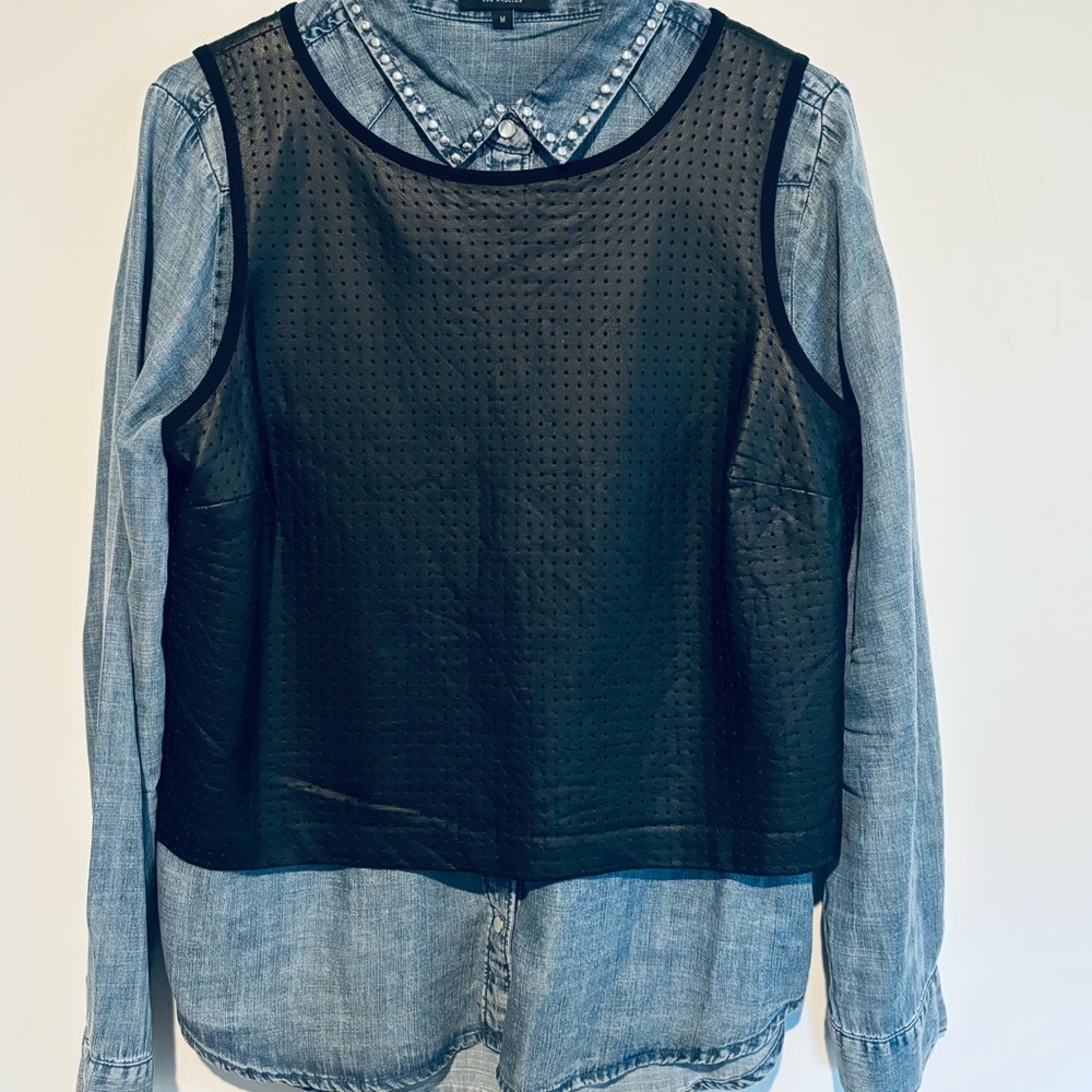 Banana Republic Faux Leather Perforated Vest- EUC